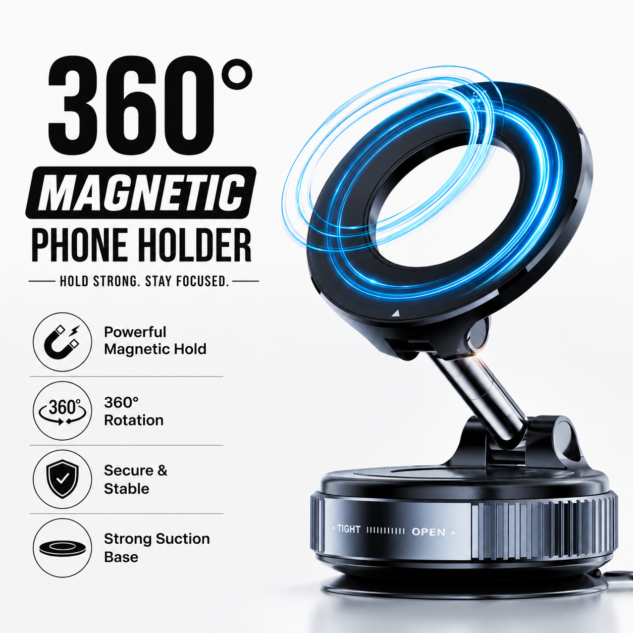 360° Magnetic vacuum suction Phone Holder