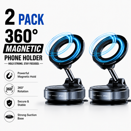 360° Magnetic vacuum suction Phone Holder (pack of 2)