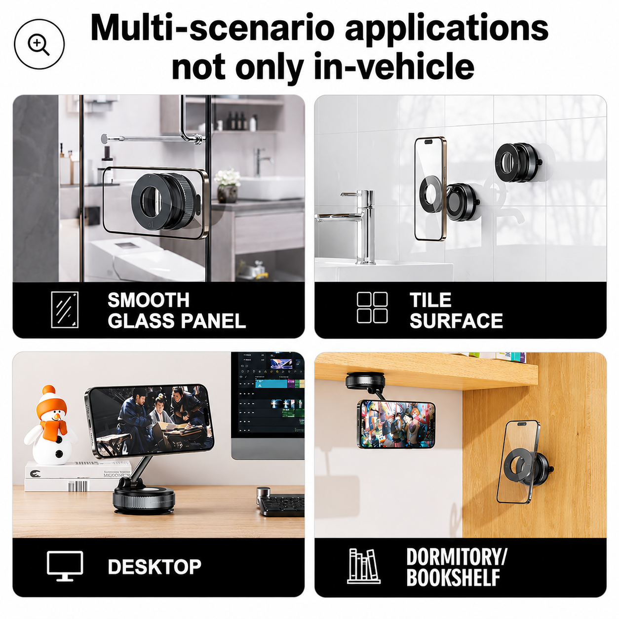 360° Magnetic vacuum suction Phone Holder(pack of 4)