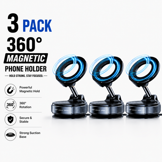 360° Magnetic vacuum suction Phone Holder (pack of 3)